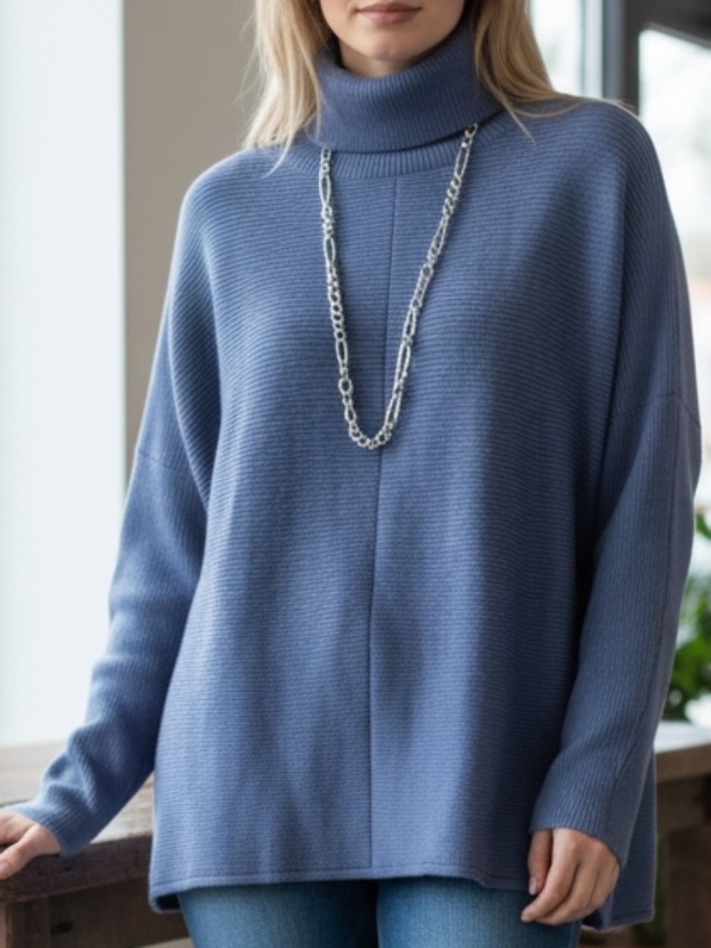 🤩 Greige Periwinkle Blue Sweater - size M